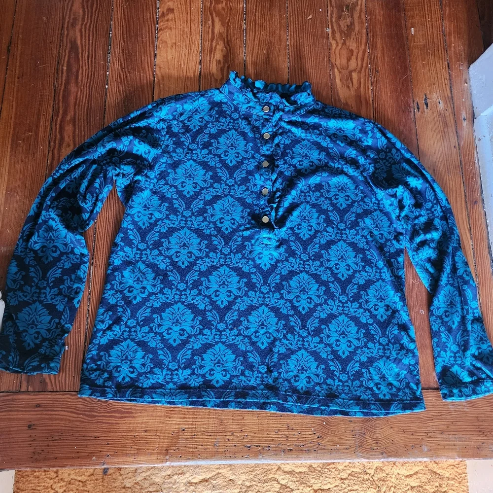 Lands' End Patterned Ruffled Blouse - Picture 5 of 8